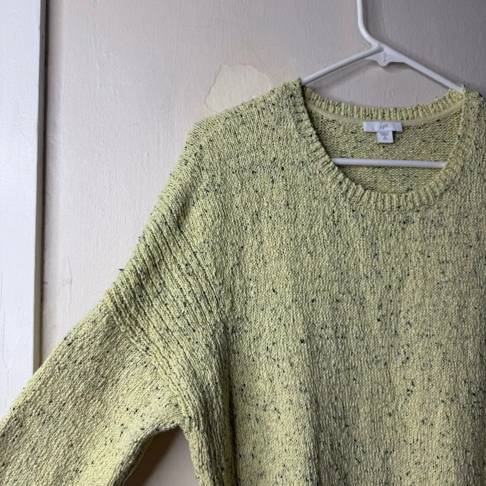 J Jill Yellow Marlee 3/4 Sleeve Chunky Knit Pullover Sweater Medium Tall